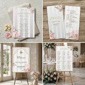 Étiquette Pink Peony & Soft Grey Stripe Return Address