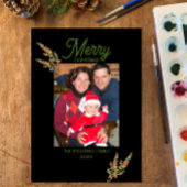 Boho Modern Waterverf Greenery Kersttoespraak Etiket