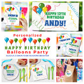 Invitation Balloons Colorés Joyeux 12e Anniversaire
