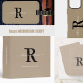 Modern Taupe Monogram Script Naam Waterfles