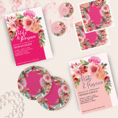 Serviette En Papier Table de baby shower de mariage rose vif aquarelle