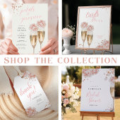 Serviette En Papier Pétales et Prosecco Blush Pink Sparkly Floral