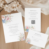 Pastel Pink & Blue Floral Spring Wedding Menu