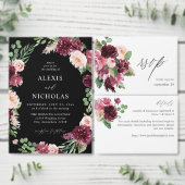 Floral rose et bordeaux 7 w Repas RSVP (Personnalisez la collection de ce créateur indépendant.)