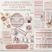 Carte De Correspondance Code QR RSVP Rayures Grises Rose