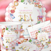 Sticker Rond Pink Alice in Wonderland 6th Birthday