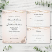 Carte D'accompagnement Réception de mariage rose et agate dorée (Personnalisez la collection de ce créateur indépendant.)