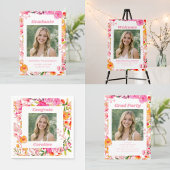 Faire-part Pink Orange Floral Photo Graduation 2026 Aesthetic