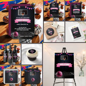 Étiquette Pour Bouteilles De Vin Baby shower de basket-ball rose