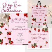 Invitation Fête de Bébé Fille aux Fraises Sucrées Rouges