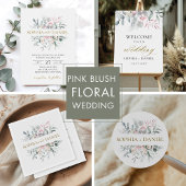 Invitation Mariage botanique rose pâle à fleurs Eucalyptus