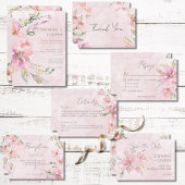 Roze Blush Bloemen Waterverf Modern Bruiloft Save The Date