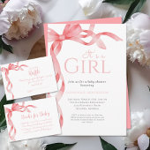 Invitation Baby shower de ruban rose