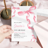 Coquette Rose Bow Invitation Anniversaire