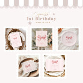 Assiettes En Carton Pink Bow Fancy ONE Girl 1er anniversaire