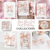 Invitation Pink Bow Girl First Birthday 