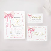 Roze Bow Baby shower Meisje Dank u Kaart