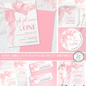 Invitation Pink Bow Girls veut juste être un 1er anniversaire