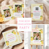 Freshly Graduated Lemon Pink Bow Graduation Bedankkaart