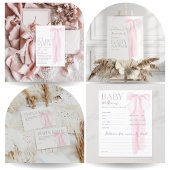 Roze boog minimalistisch meisje Baby shower Cadeaulabel