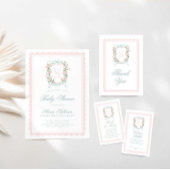 Poster Elegant Monogram Crest Baby Shower Custom 5x7