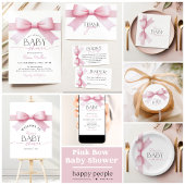 Elegante Roze Bow Coquette Meisje Baby shower Kaart