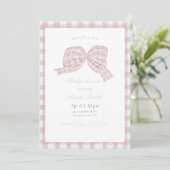 Schattigee roze boog lint baby shower uitnodiging