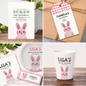 Bannière À Fanions Fête d'anniversaire rose pour les filles avec lapi