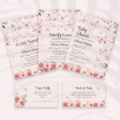 Papillon rose Baisers Bébé Fille Douche Invitation