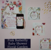 Roze Vlinder Baby shower Bloemen Tuin Etiket