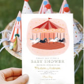 Serviette En Papier Baby shower carrousel rose Aquarelle