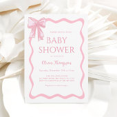 Poster Baby shower rose Bow Late Night Diapers Partie