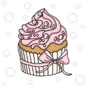 Carte Postale Gâteaux rose et fille anniversaire points