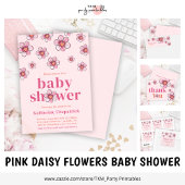 Étiquette Pink Doodle Flower Baby Shower Return Address