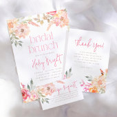 Invitation de brunch de mariage floral rose pour l