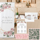 Faire-part Elégante Parties scintillant or Geo rose Floral Nu