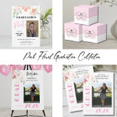 Pink Floral Graduation Ronde Sticker
