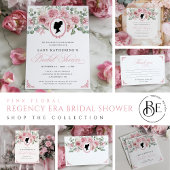 Regency Era Roze Bloemen Bruids Douche Uitnodiging