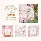 Invitation Pink Floral Some Bunny First Birthday Photo