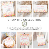 Sticker Rond Baby shower rose floral fille