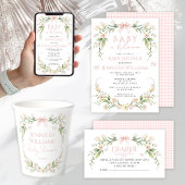 Plaque De Table Bébé rose floral rose vif Fille Douche Numéros de 