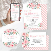 Bébé rose fleuri dans la douche fleurie invitation