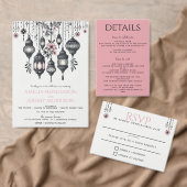 Cartons Réponse Fleurs et lanternes roses (Personnalisez la collection de ce créateur indépendant. )