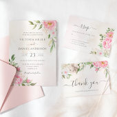 Save The Date Aquarelle rose Floral Mariage élégant