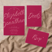 Invitation Mariage Code QR Audacieux Rétro Moderne Fuchsia Ro (Personnalisez la collection de ce créateur indépendant. )