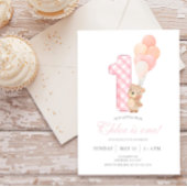 Banderoles Beary First Teddy Bear Girl en vichy fête d'annive