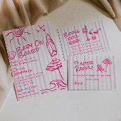 Étiquettes Cadeau Surf Main Tirée Bébé rose À Bord Baby shower