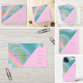 Carte De Visite Rose iridescent holographique