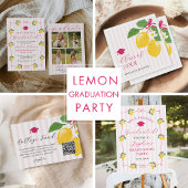 Invitation Pink Freshly Lemon Citrus Graduation Party