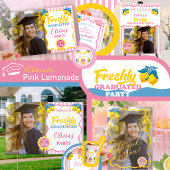 Invitation Citronnade Rose Photo & Code QR de Diplômé Récent
